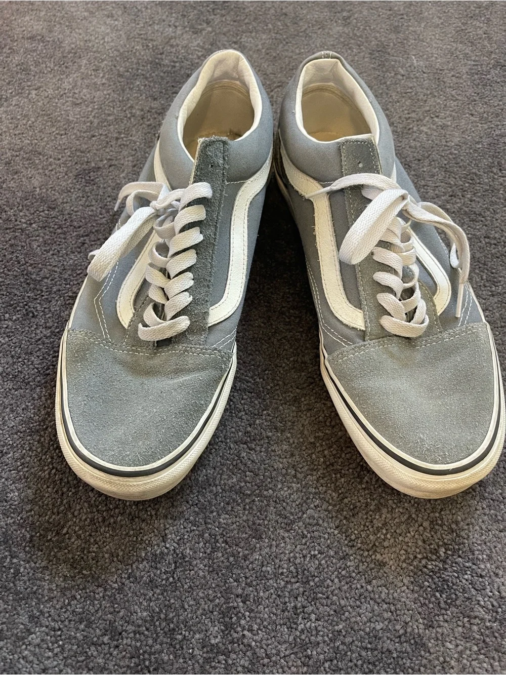 Men's Gray Blue Suede Skate Sneakers - Casual Lace-Up